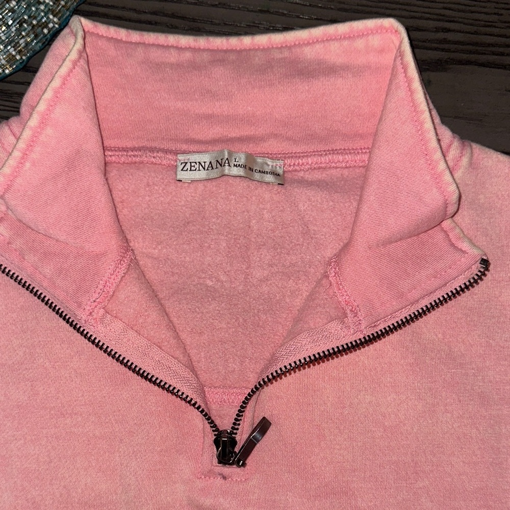 Zenana Thinking of You Acid Wash Half-Zip Pullover - 💕 Light Pink NWT - Picture 4 of 4